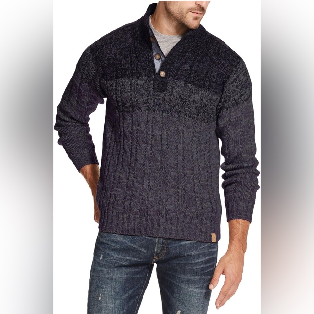 Weatherproof Vintage men’s ombré button mock neck sweater